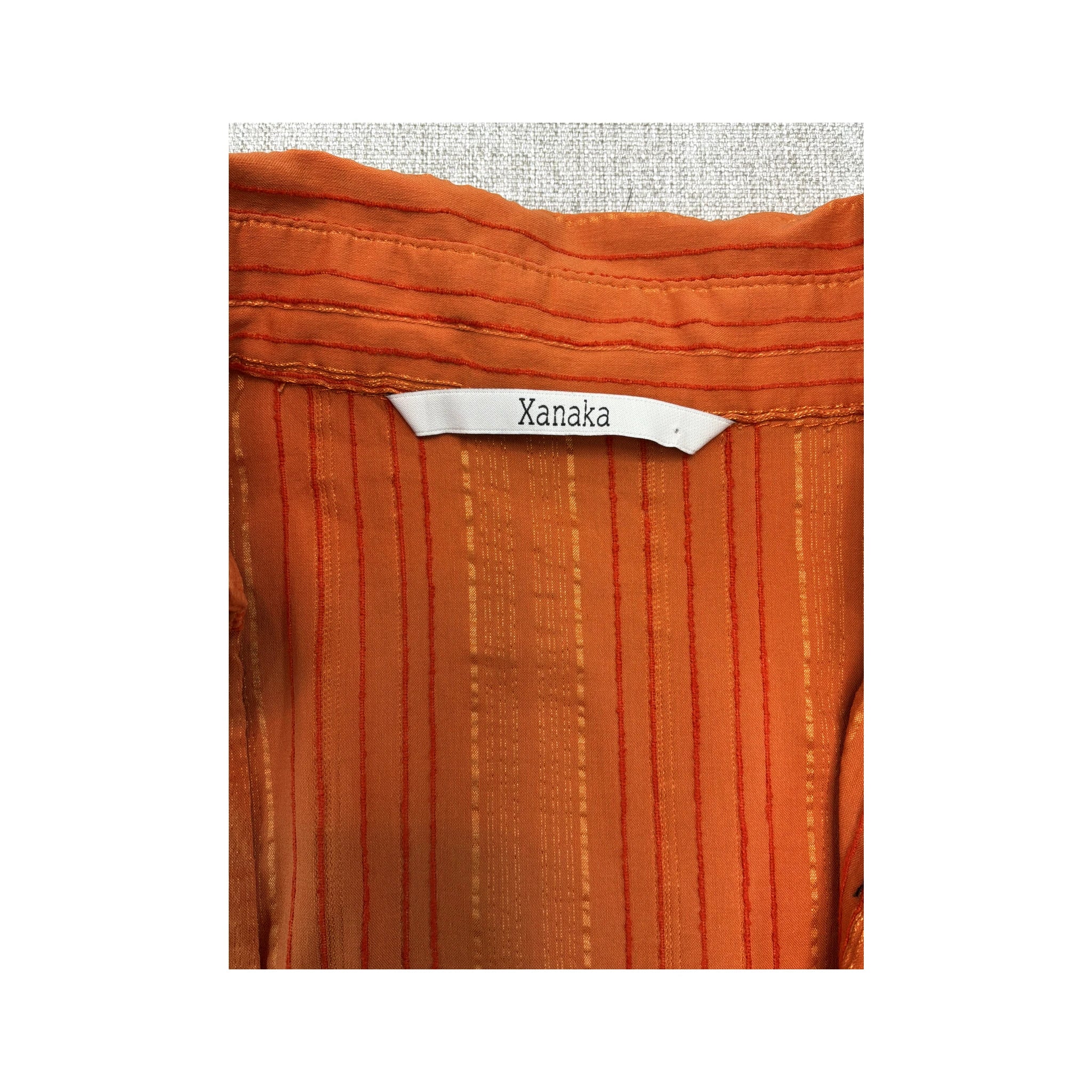 Xanaka Sheer Metallic Stripe Fitted Blouse