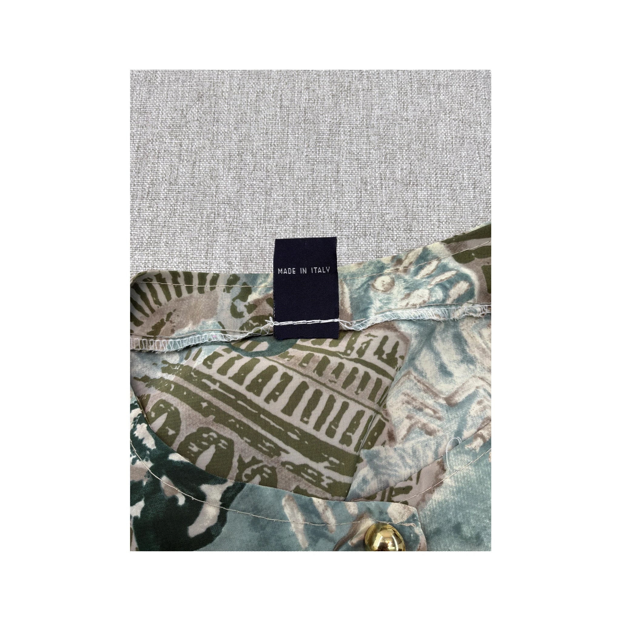 Classic Fashion Blue & Brown Abstract Print Snap Button Shirt