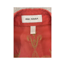 ANA SOUSA Embroidered Metallic Appliqué Sleeveless Button-Up Blouse