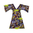 Mini vestido Reds de Manga de Sino com estampado floral Psicadélico