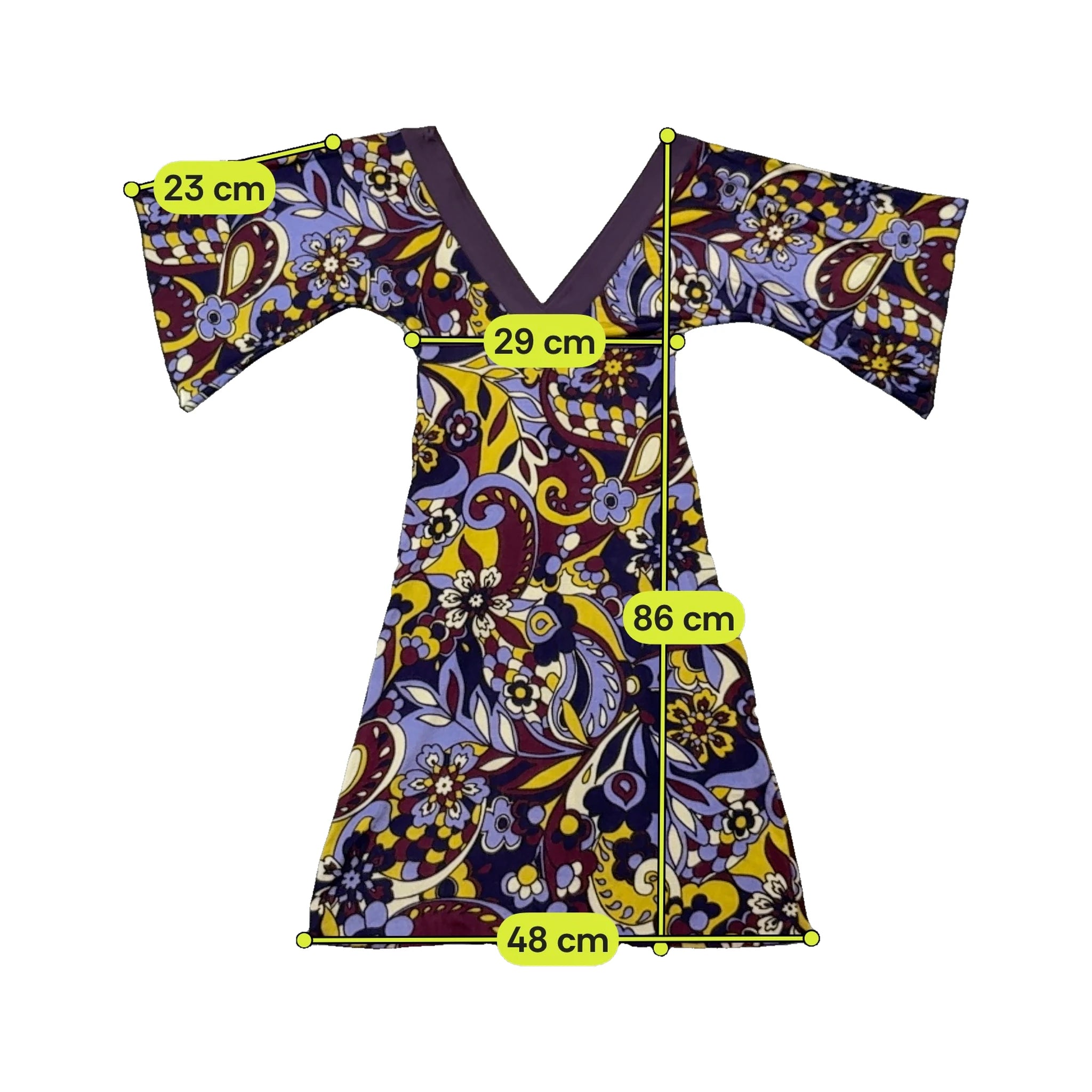 Mini vestido Reds de Manga de Sino com estampado floral Psicadélico