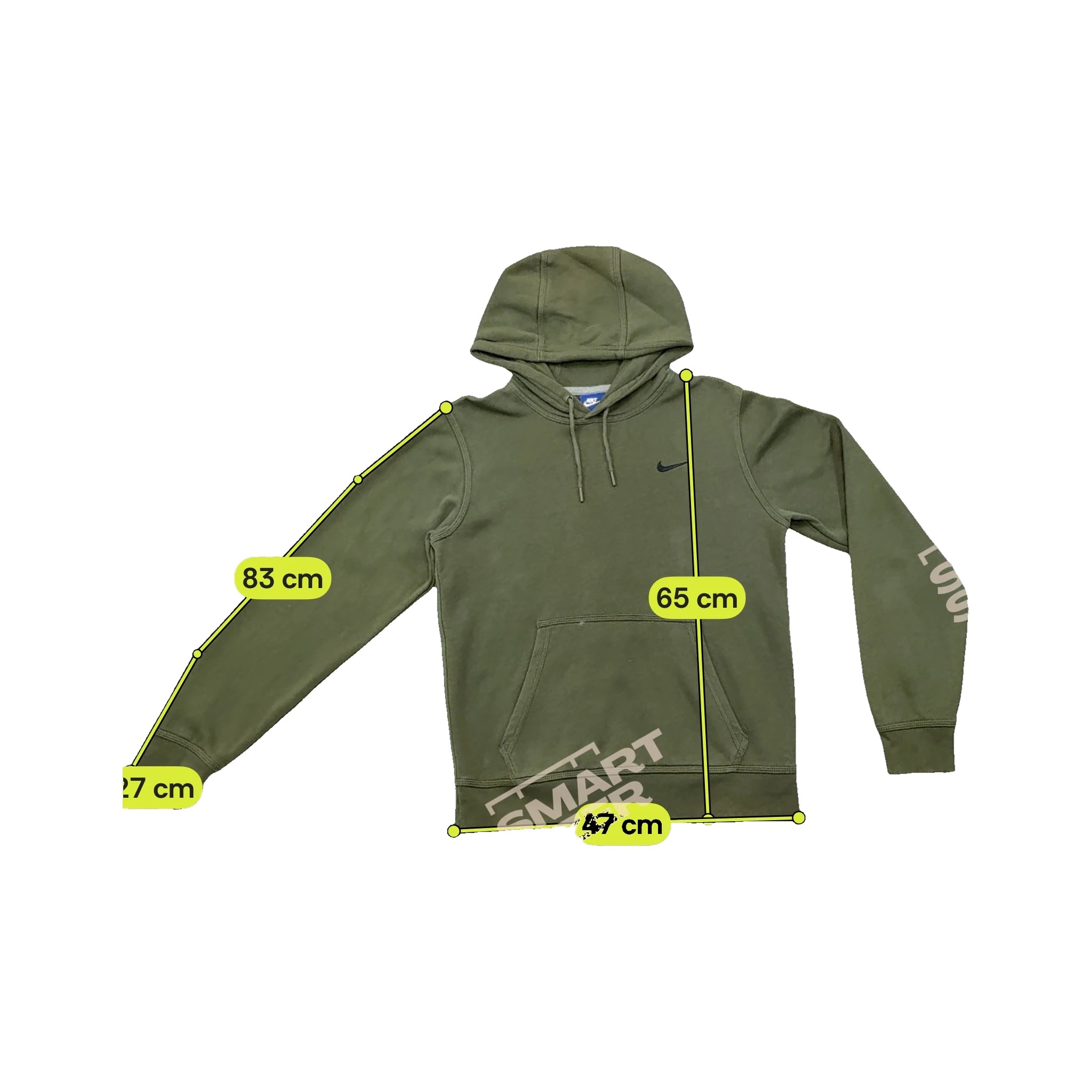 Nike Olive Green Cotton Blend Pullover Fleece Hoodie