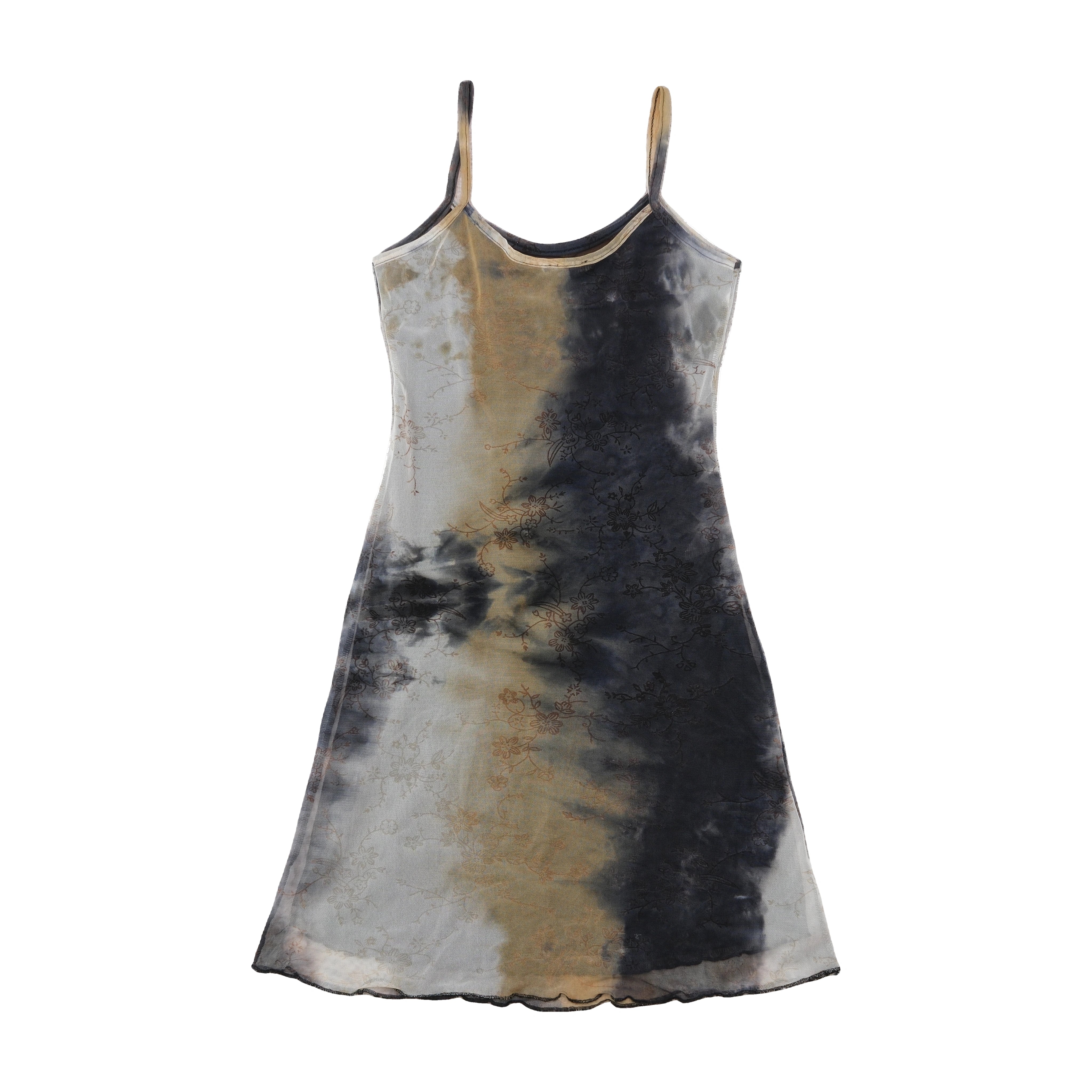 Andreana Floral Mesh Tie Dye Slip Dress