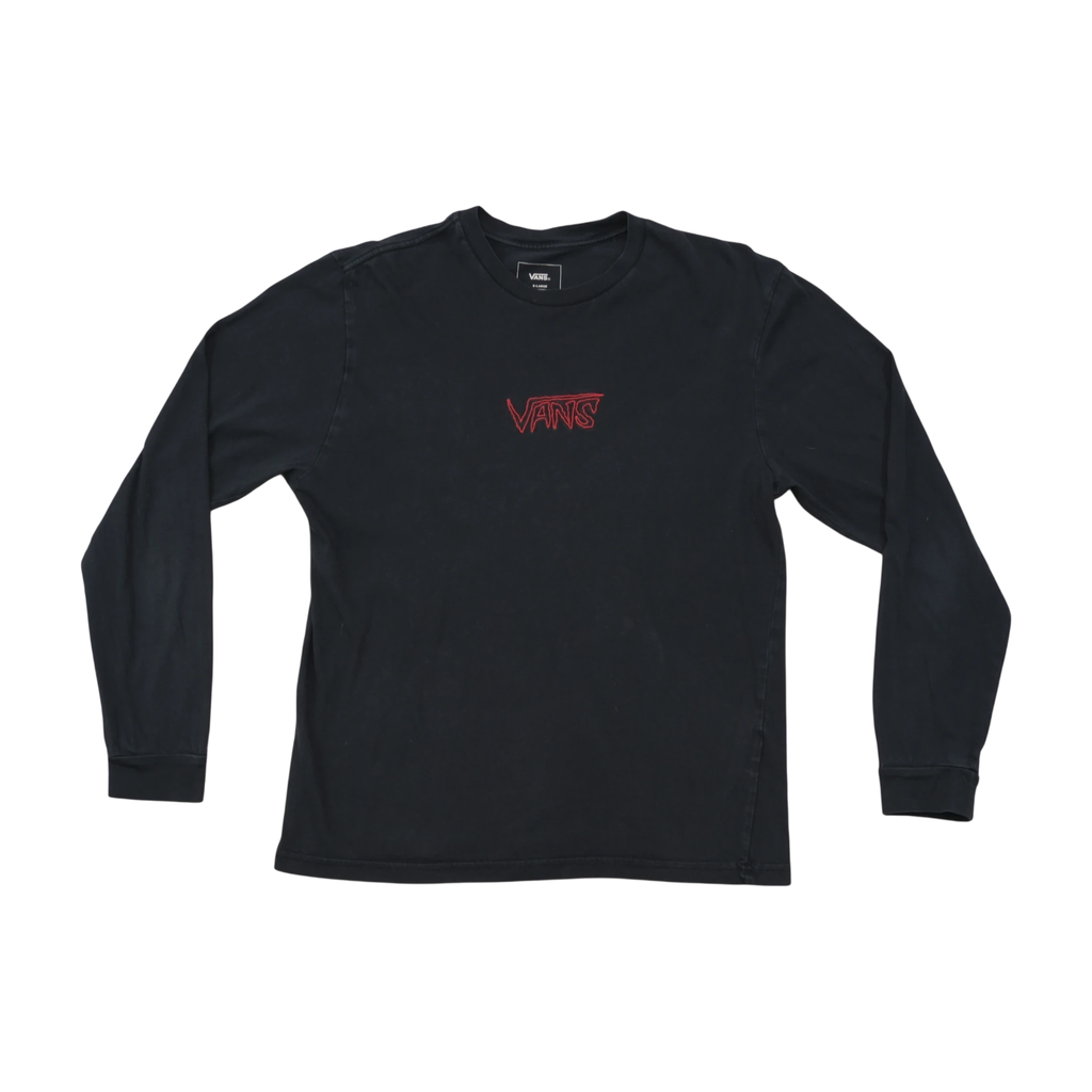 Vans Black Cotton Long Sleeve Logo Shirt