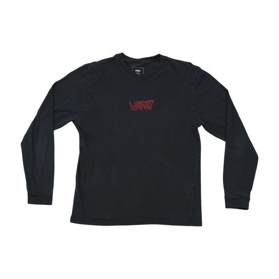 Camisa Vans em algodão preto de Manga Comprida com logótipo
