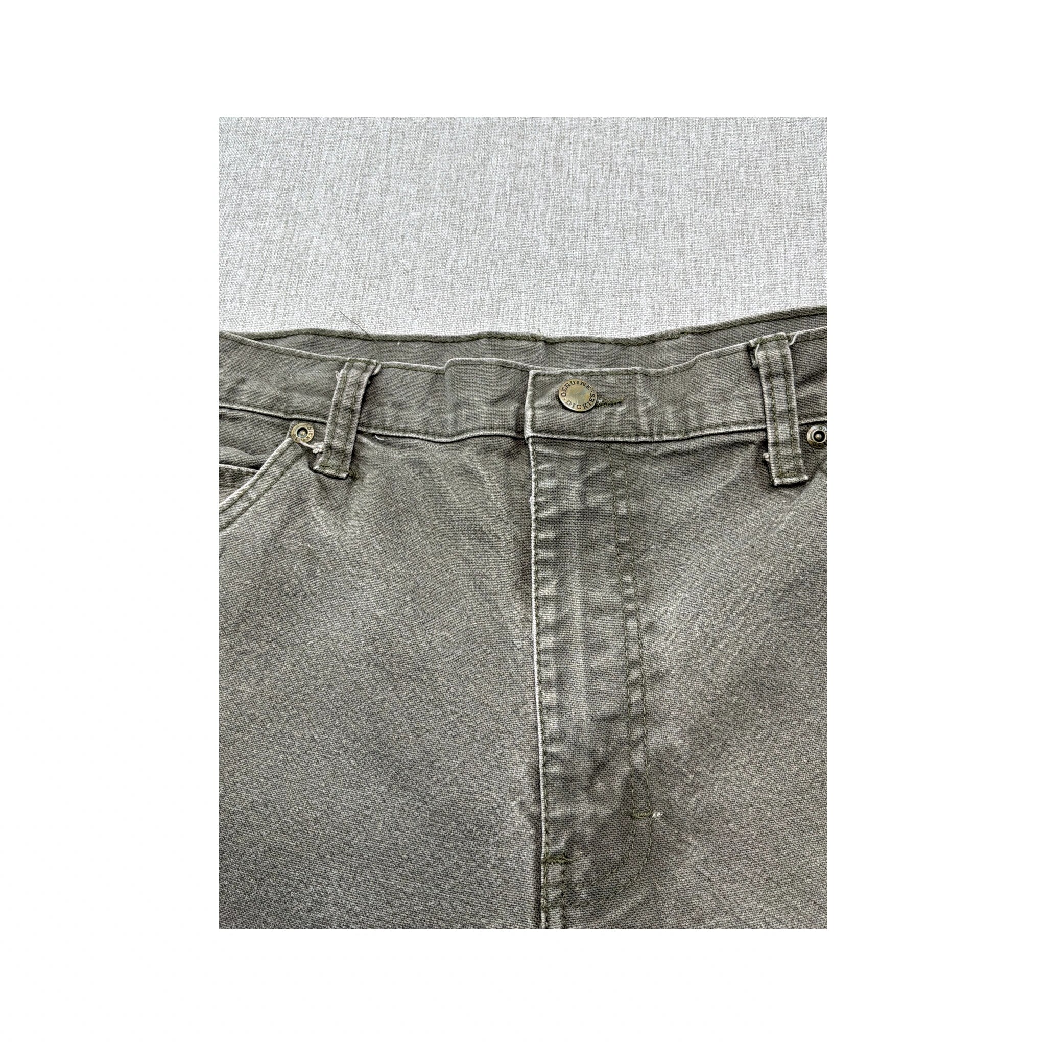 Calças de trabalho de carpinteiro Dickies vintage cinzentas em algodão Desgastadas