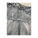 Distressed Denim Flounce Mini Skirt