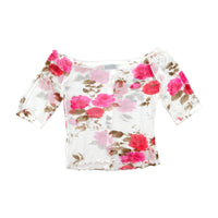 Liu Jo Sheer Floral Off-Shoulder Button-Front Top