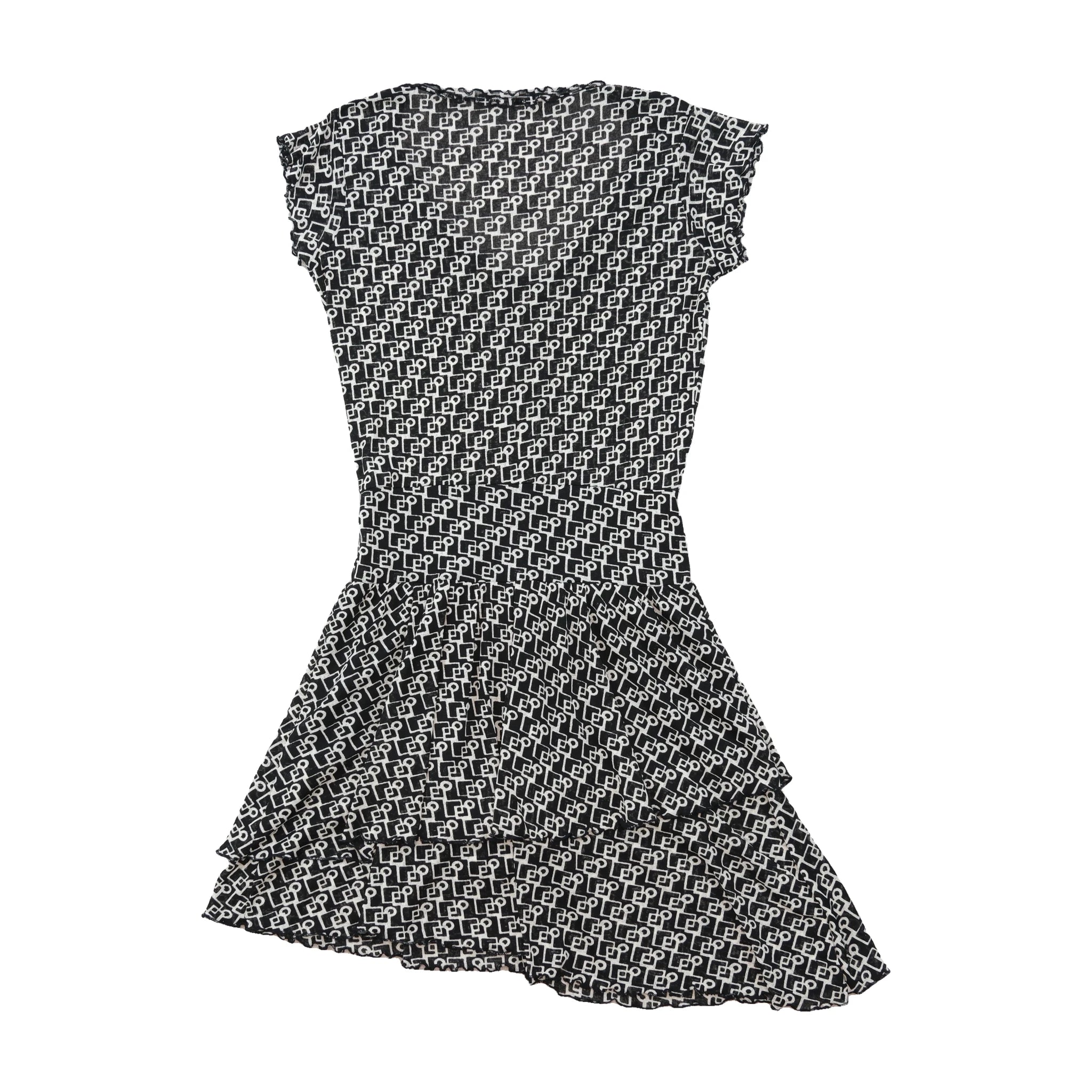 Blasting Black & White Geometric Print Fit-and-Flare Mini Dress