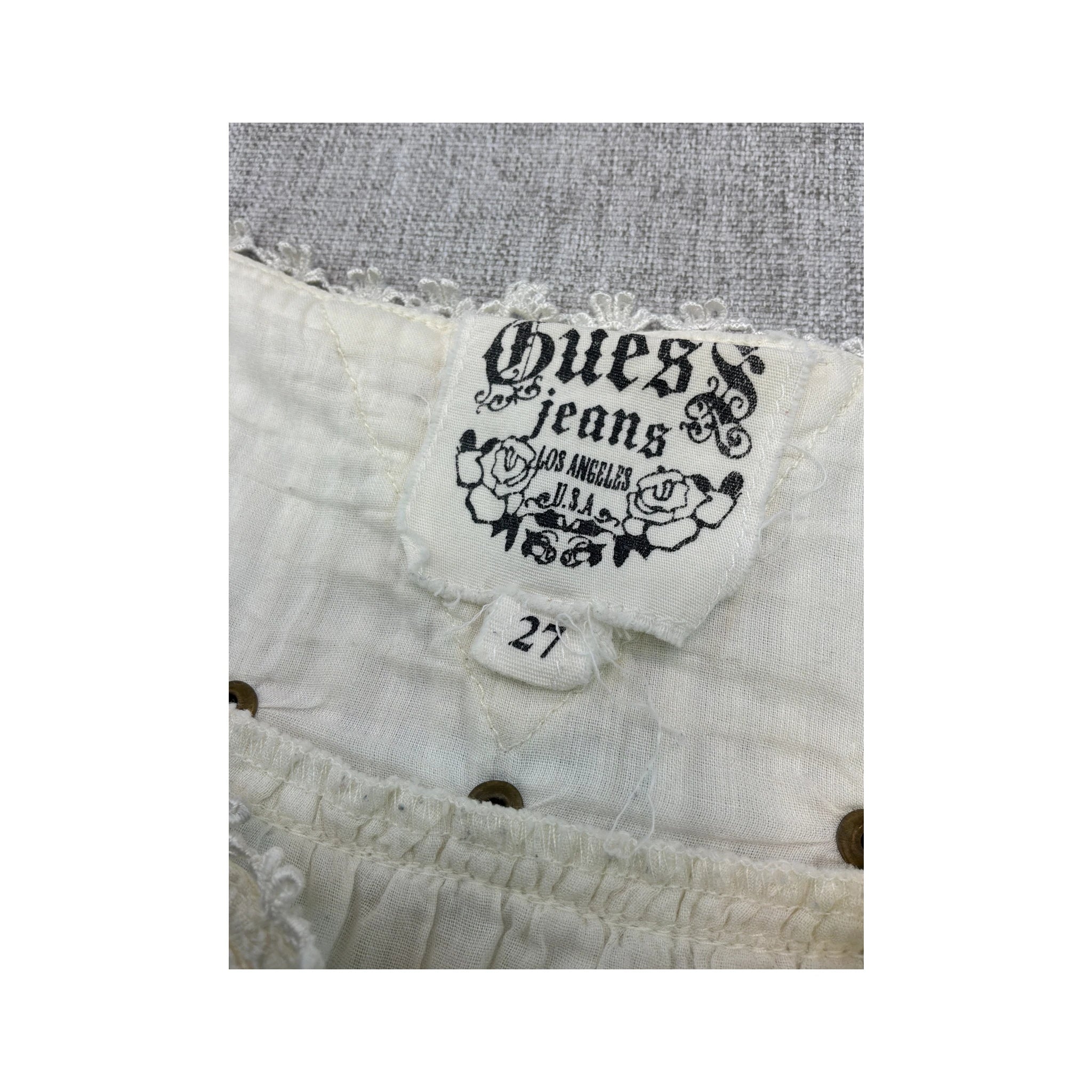 Mini saia Guess Jeans branca Adornada com Ilhós