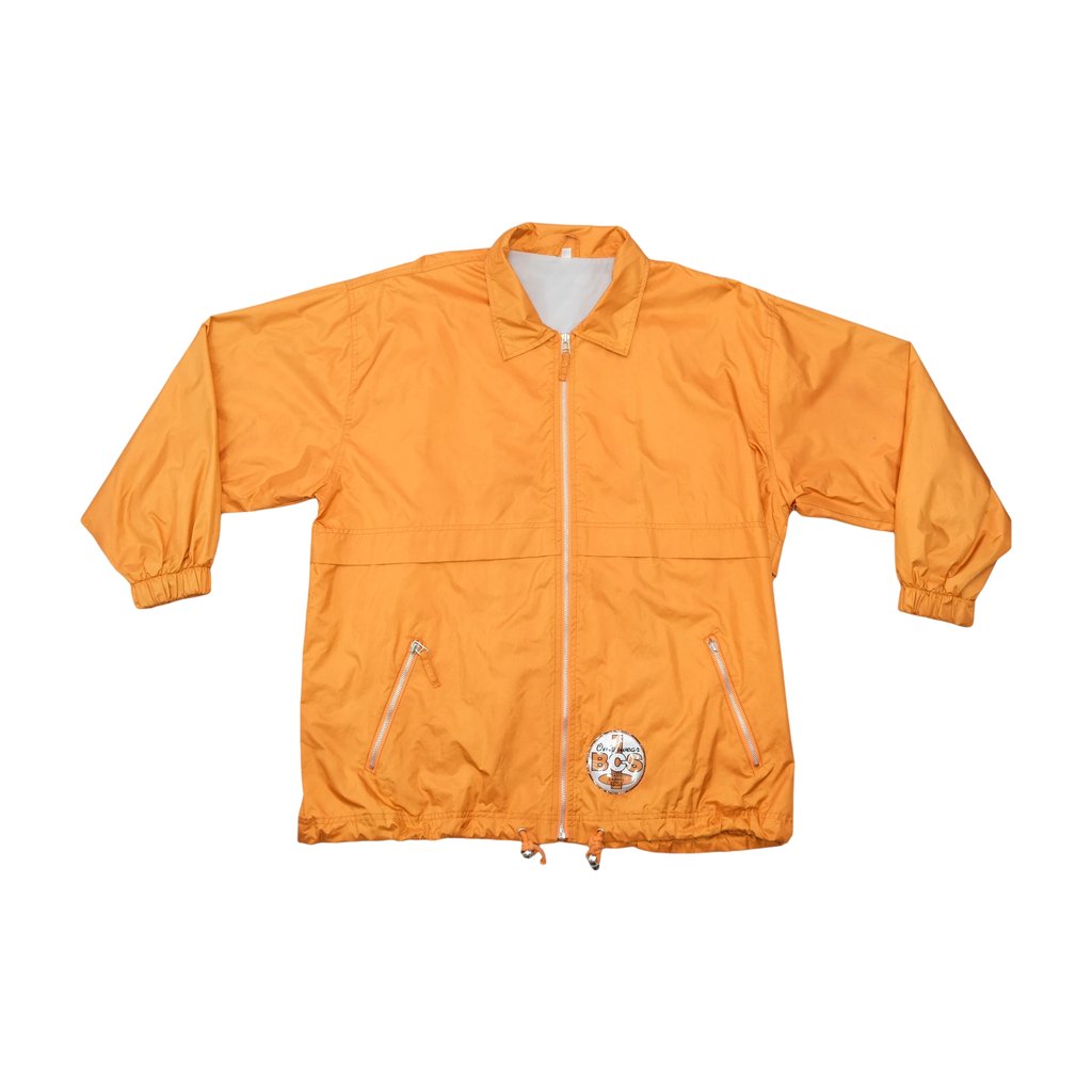 Vintage Orange Lightweight Polyester Zip Front Jacket with Point Collar