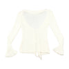 Z.a. sister Rib Knit Tie Front Ruffle Bell Sleeve Cardigan