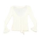 Z.a. sister Rib Knit Tie Front Ruffle Bell Sleeve Cardigan