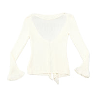 Z.a. sister Rib Knit Tie Front Ruffle Bell Sleeve Cardigan