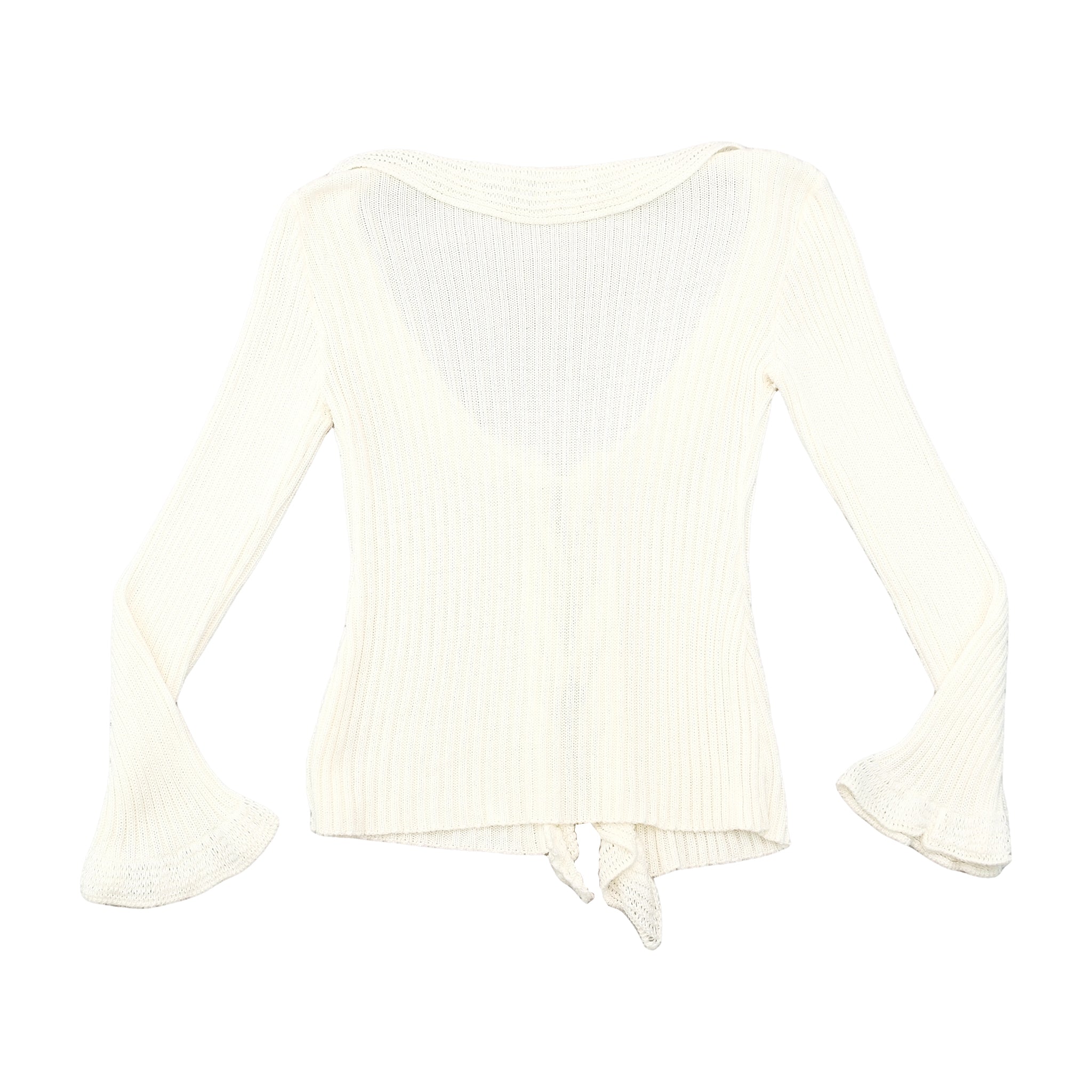 Z.a. sister Rib Knit Tie Front Ruffle Bell Sleeve Cardigan
