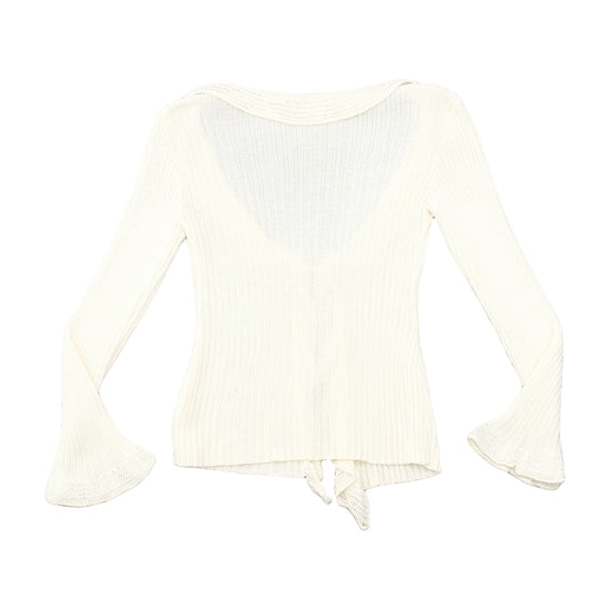 Z.a. sister Rib Knit Tie Front Ruffle Bell Sleeve Cardigan