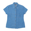 Blue Jeans Basic Distressed Wash Button-Up Short Sleeve Shirt