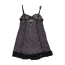 OshO Leopard Print Sheer Mesh Babydoll Slip Dress