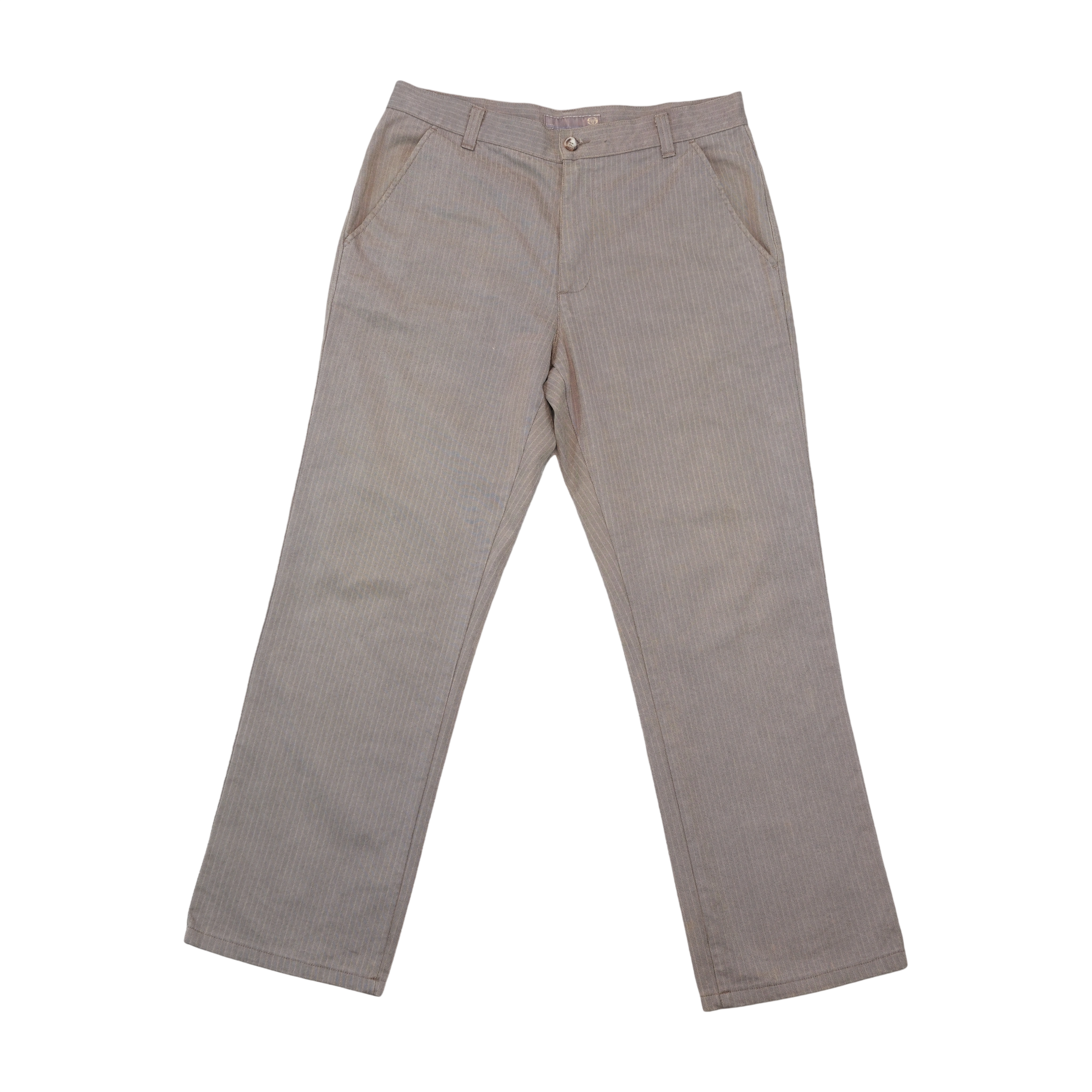 Sergio Tacchini Vintage Gray Pinstripe Cotton Blend Chinos (lavagem>???)