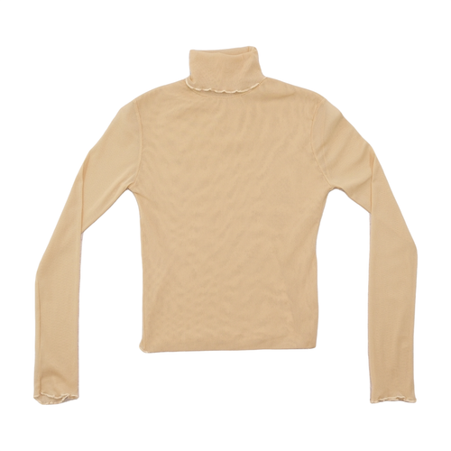 Sheer Lettuce Edge Turtleneck Top