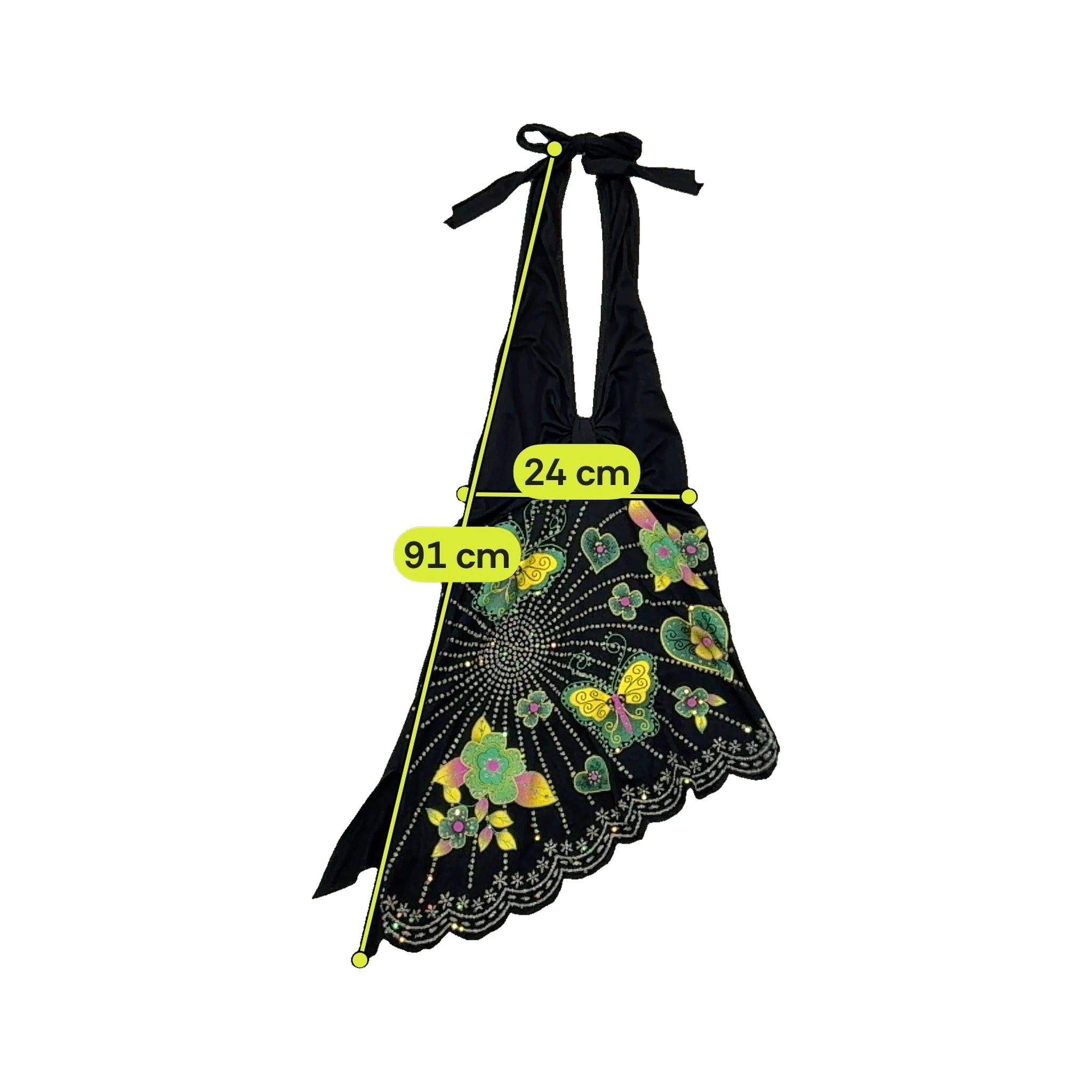 Diva Queen Butterfly Rhinestone Halter Handkerchief Dress