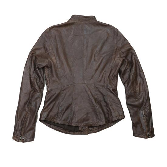Edina Ronay London Brown Leather Double-Breasted Jacket
