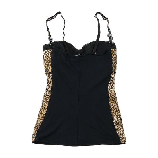Leopard Print Lace Trim Cami Tank Top