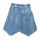 Deconstructed Raw Edge Denim Mini Skirt