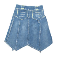 Deconstructed Raw Edge Denim Mini Skirt