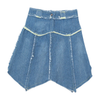 Deconstructed Raw Edge Denim Mini Skirt