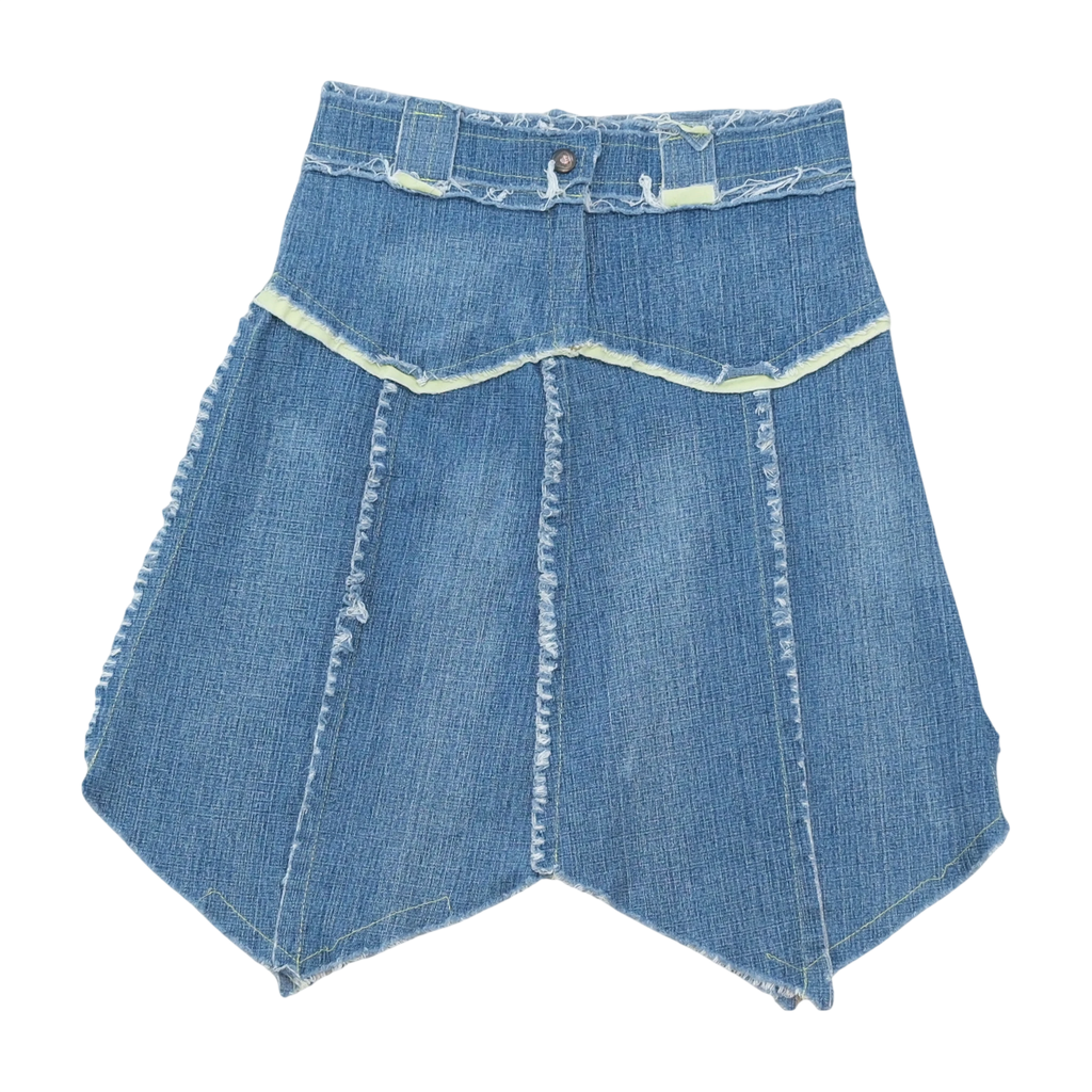 Deconstructed Raw Edge Denim Mini Skirt