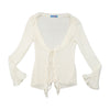 Z.a. sister Rib Knit Tie Front Ruffle Bell Sleeve Cardigan