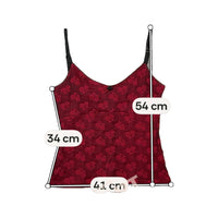 Red Floral Cami Tank Top with Black Straps