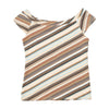 Cotton Club Diagonal Stripe Cap Sleeve Blouse
