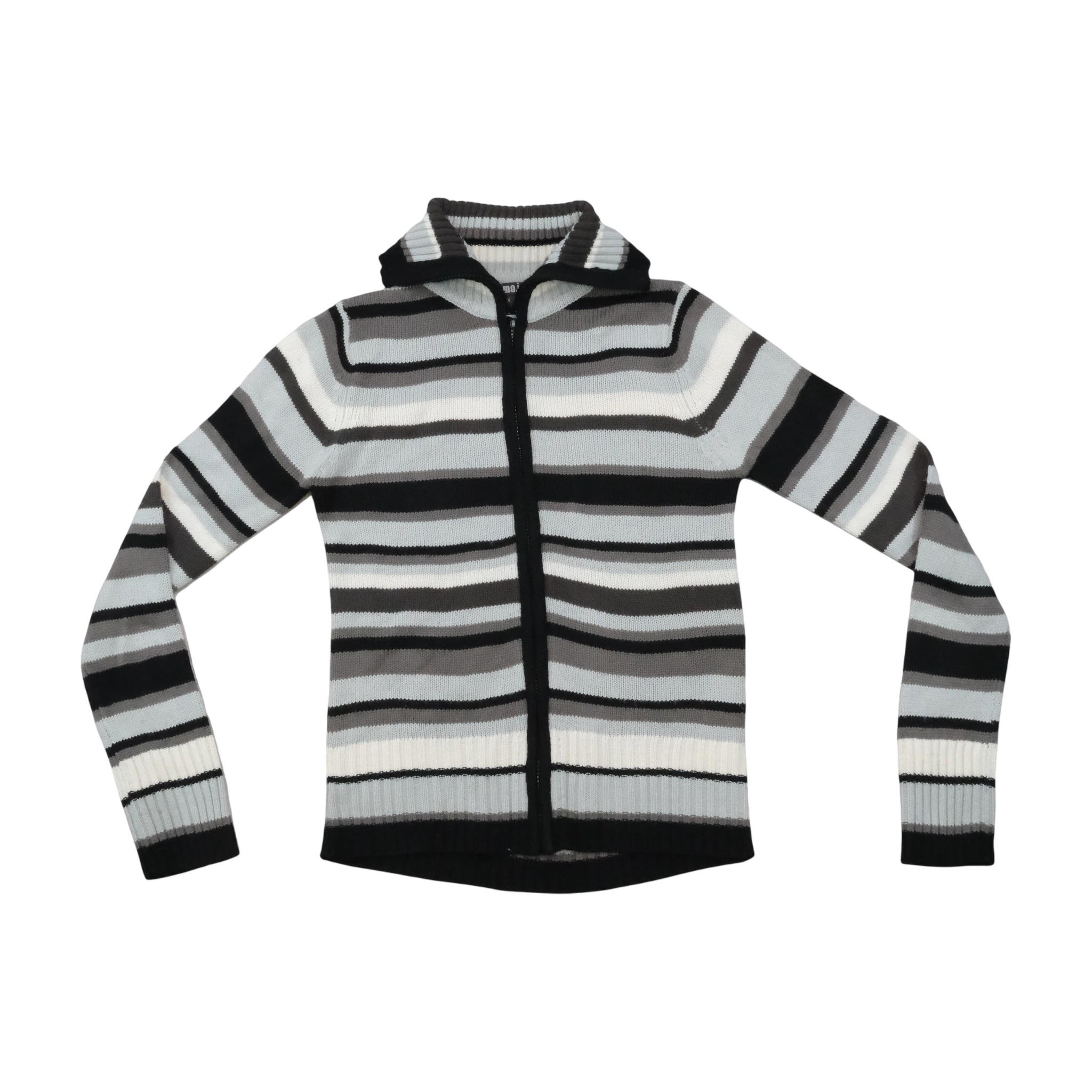 emo! Striped Zip Front Knit Sweater
