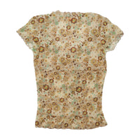 Elin Style Floral Mesh Tie Front Blouse