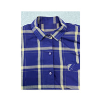 Blue Plaid Short Sleeve Button-Up Shirt