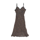 Vintage Floral Sheer Trim Slip Dress