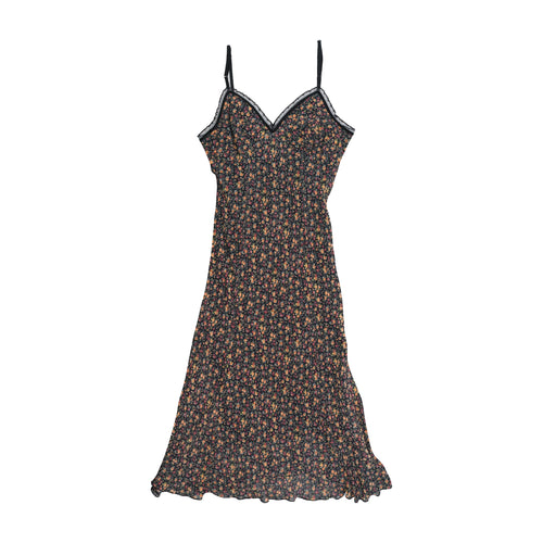 Vintage Floral Sheer Trim Slip Dress