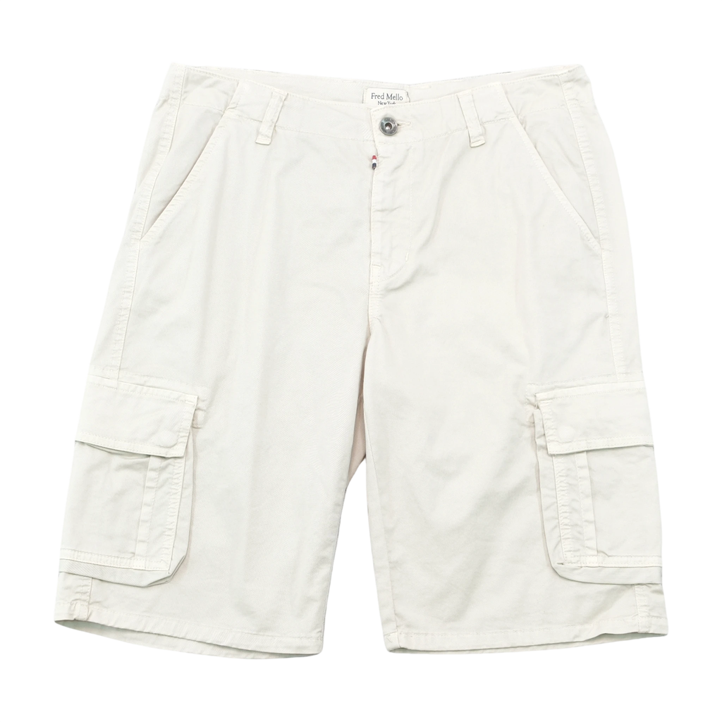 Fred Mello Cotton Stretch Beige Cargo Shorts