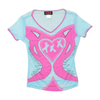 Kisses XXX Sheer Mesh Appliqué Heart T-shirt