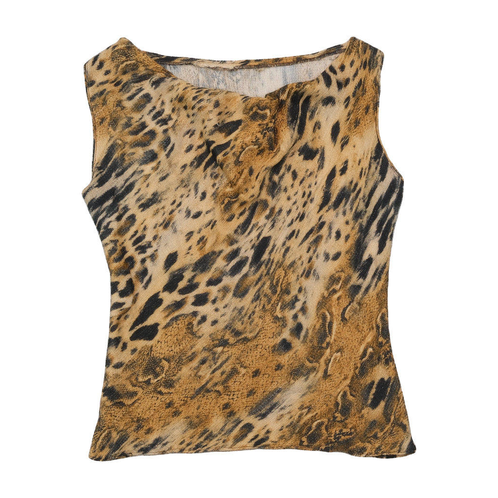 Top de alças de malha sem mangas com estampado animal