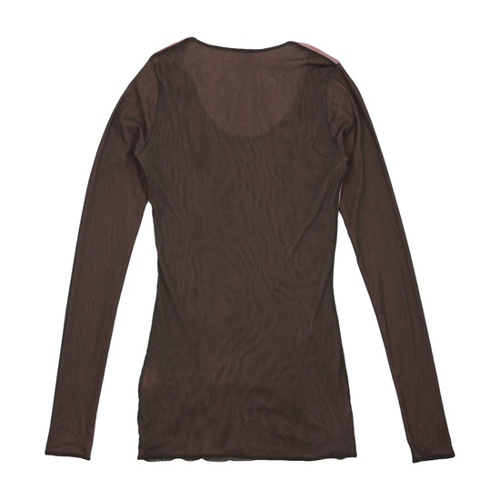 Camisa Y2K Transparente Rosa-velho em Rede de Manga Comprida com estampado Paisley