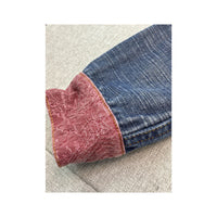 Indian Rose Vintage Patchwork Denim Jacket with Floral Tapestry Panels (Repriced)