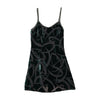 Abstract Burnout Green Velvet Slip Dress