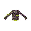 Vintage Sheer Floral Ruffle Tie Front Blouse