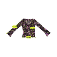 Vintage Sheer Floral Ruffle Tie Front Blouse