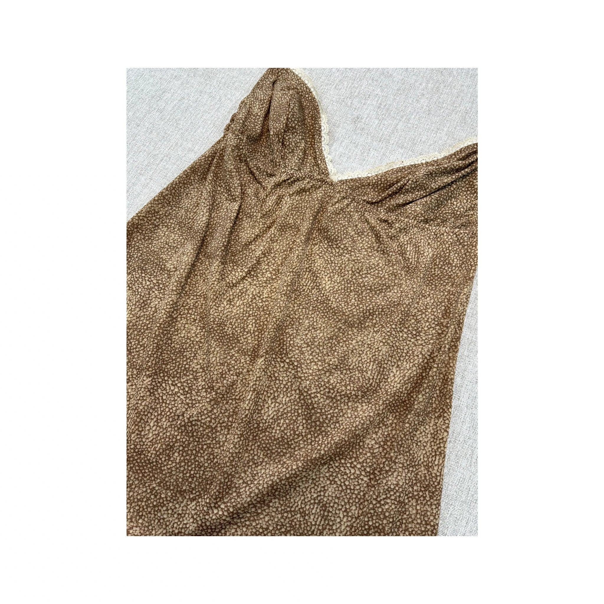 Vintage Brown Micro Print Lace Trim Cami Tank Top