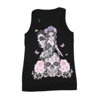 Top de alças Yakuza em algodão com estampado Fairy Skull