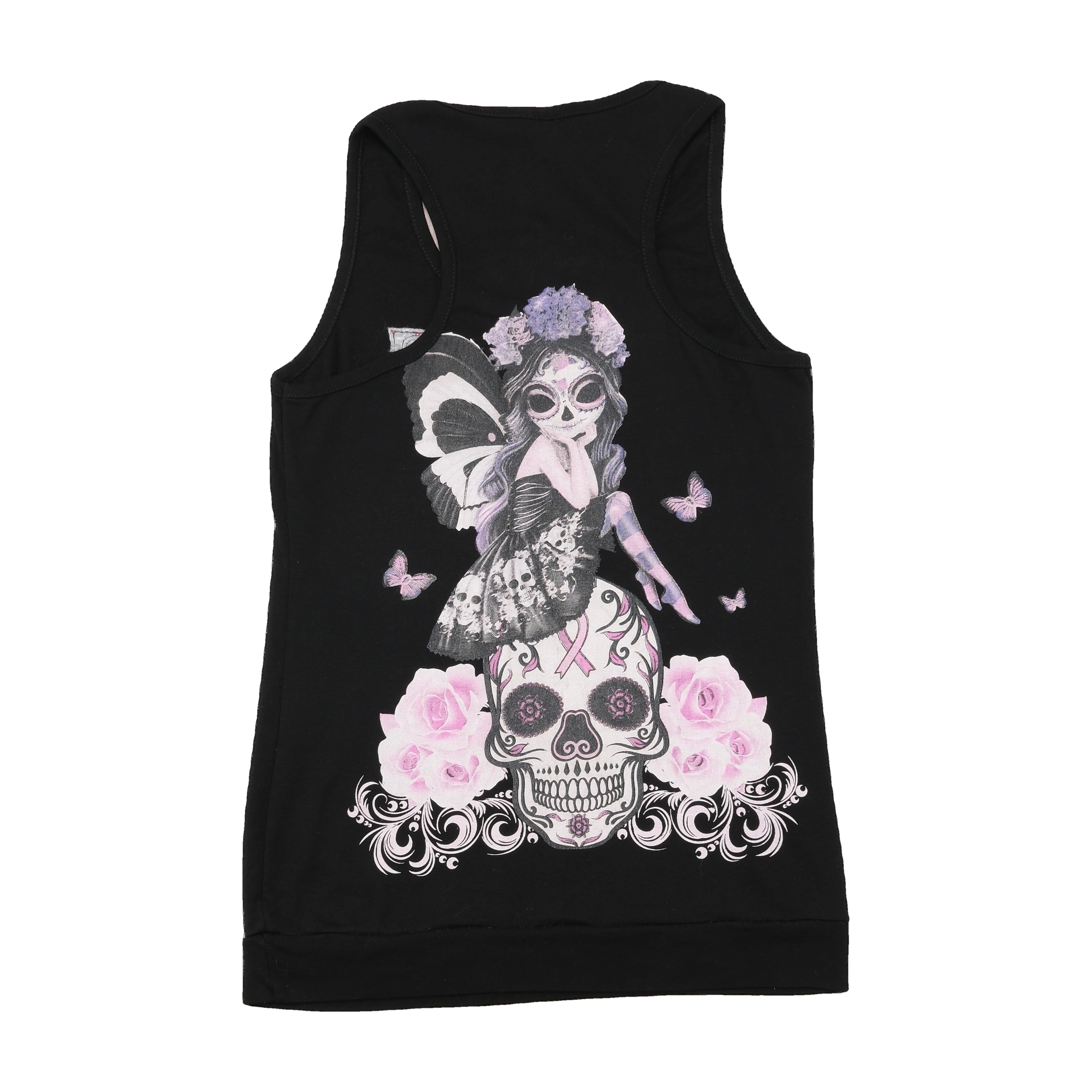 Top de alças Yakuza em algodão com estampado Fairy Skull
